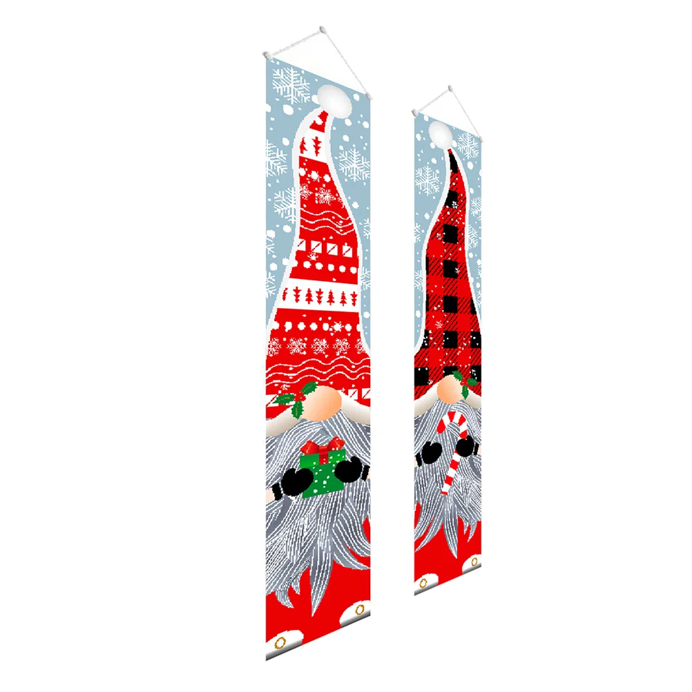 סנטה קלאוס השלטים חג המולד הדלת באנר יצירתי וילון סימן המרפסת סימנים פוליאסטר