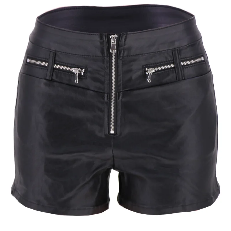 סקסי שחור PU אופנה מזדמן קיץ מכנסי נשים בגדי עור מלאכותי גותי גבוה עם קו מותן נשית קצרים Y2k חם מכנסיים קצרים
