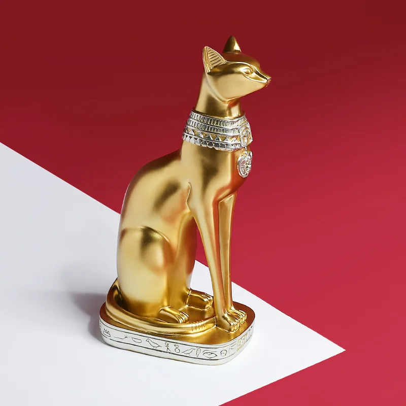 סגנון אירופאי הזהב המצרי חתול שרף פסלון פיסול בציר החתול אלה פסל בית קישוט המשרד מתנת החתונה