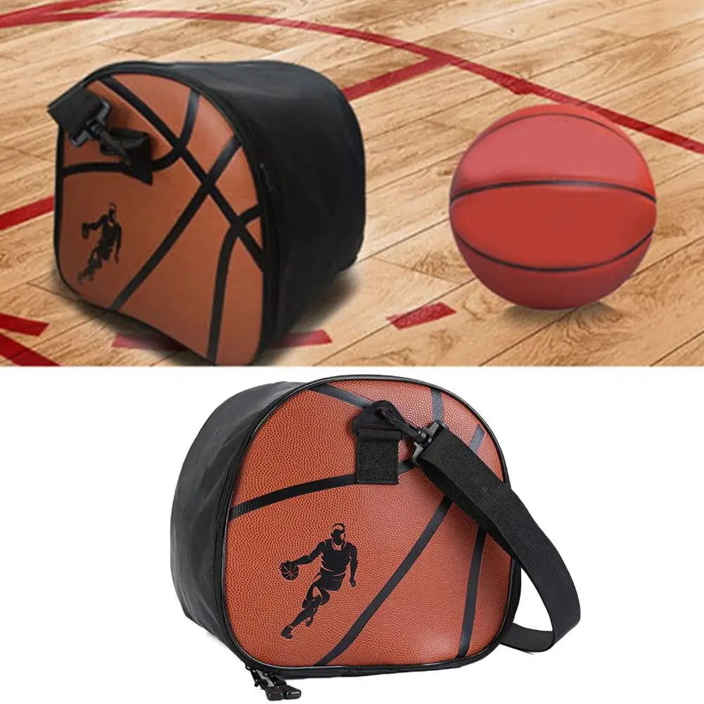 תיק כדורסל להסרה מתכווננת קיבולת גדולה נייד תיק כתף אחסון דמוי עור כדורגל, כדורעף, רוגבי S