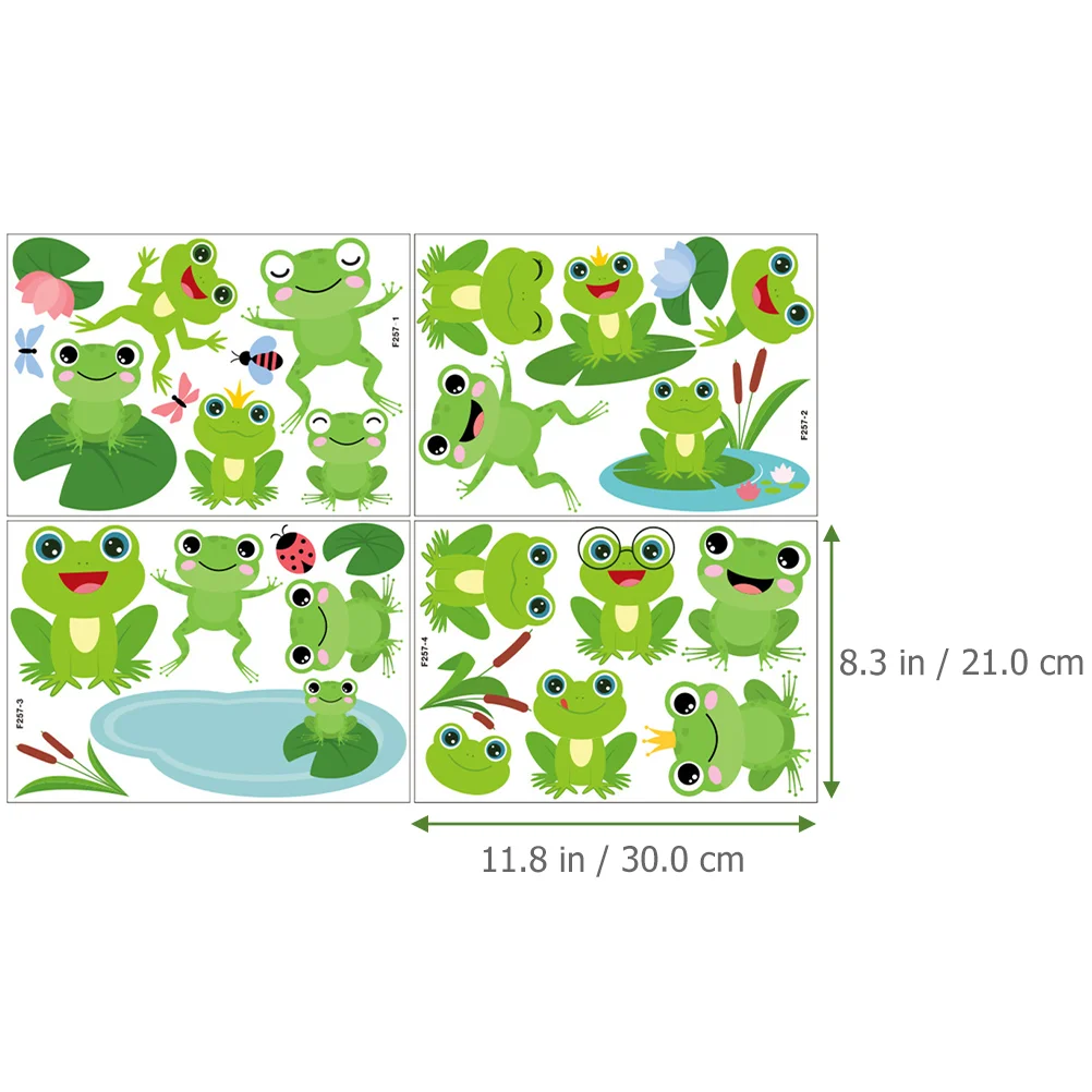 4 גיליונות צפרדע קיר מדבקה צפרדעים Goblincore חדר דקור טפט צבעוני PVC עיצוב פנימי מדבקות צבעוניות עיצוב