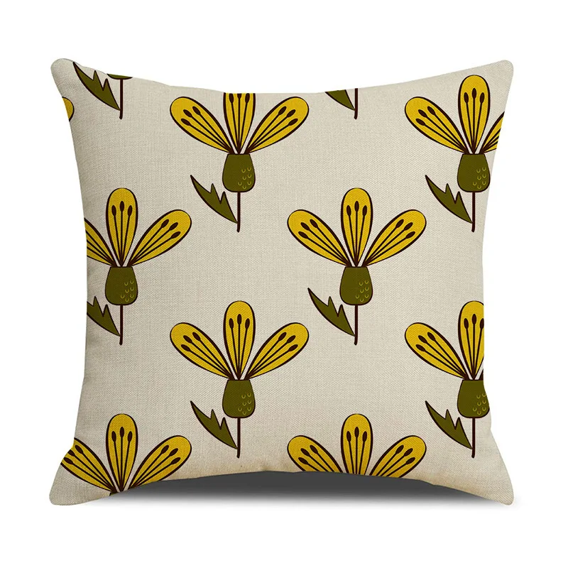 צמחים טרופיים מודפס מבד צהוב דקורטיביים בכריות מקרה דבורה לימון כרית כיסוי עלים עלים כרית התיק על הספה