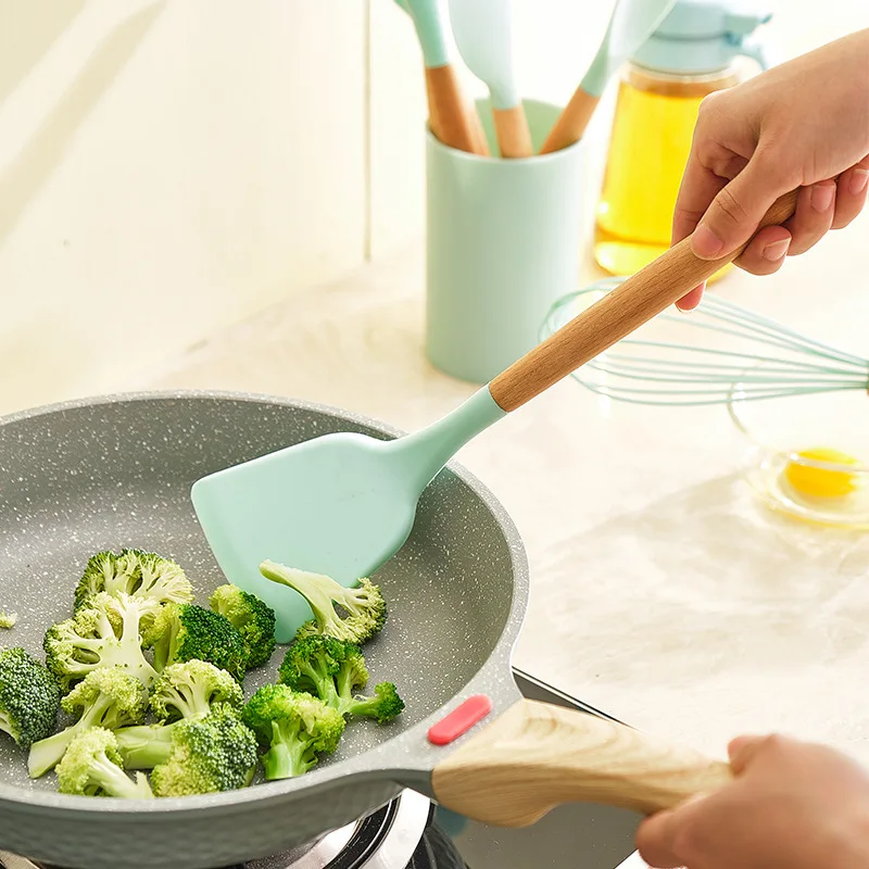 בישול סט כלים חינם סיליקון חפירה מטבח להתמודד עם מרית כלי מרק אביזרים שאינו מקל להגדיר כפית כלי בישול