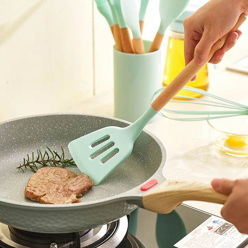 בישול סט כלים חינם סיליקון חפירה מטבח להתמודד עם מרית כלי מרק אביזרים שאינו מקל להגדיר כפית כלי בישול