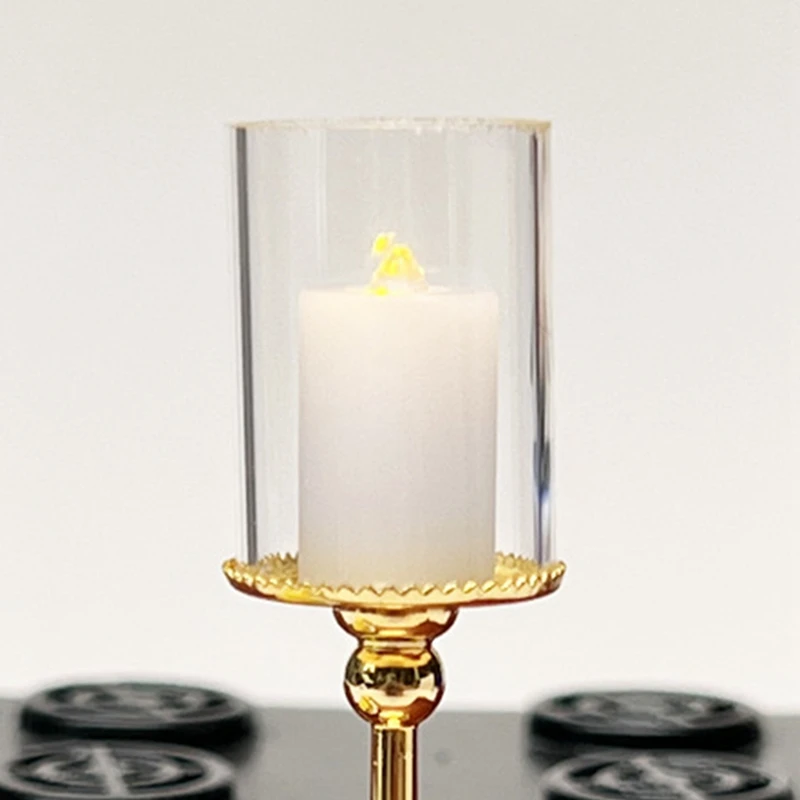 1/12 מידה מיני זוהר נרות המנורה הבובות אביזרים זעיר LED קיר מנורות קיר מנורה המופעלת על סוללה עם מתג