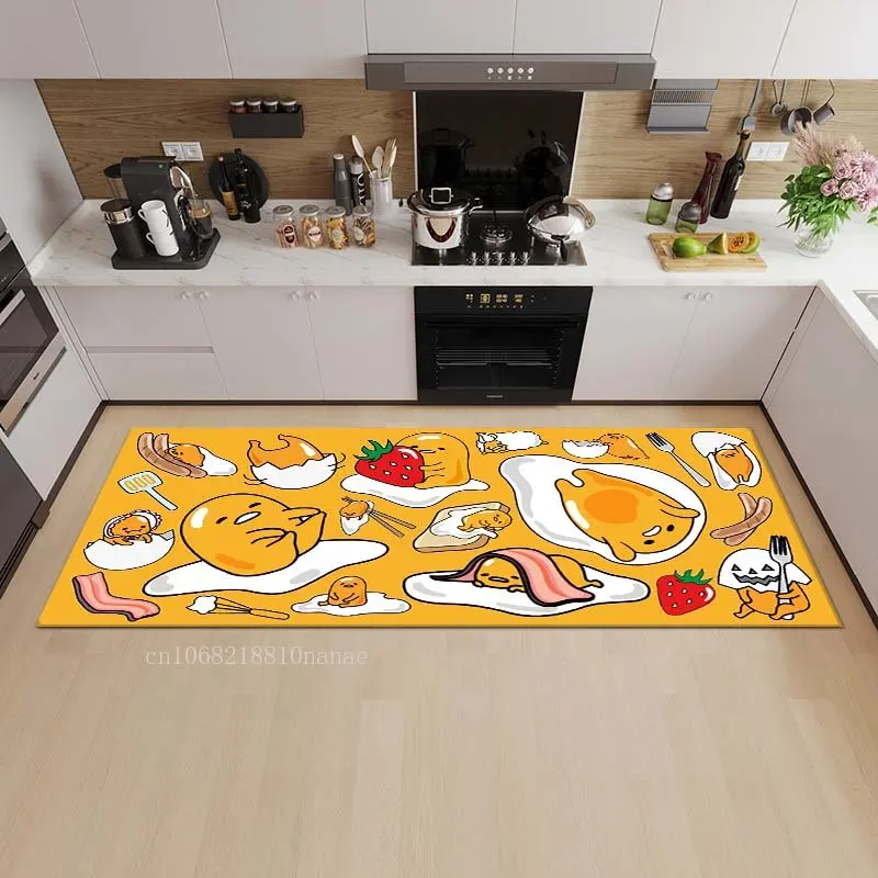 חמוד ביצה G-Gudetama השטיח מצחיק מטבח שטיח מצויר משבצות צהוב שטיח קישוט דלת הכניסה שטיח נגד החלקה האמבטיה שטיח
