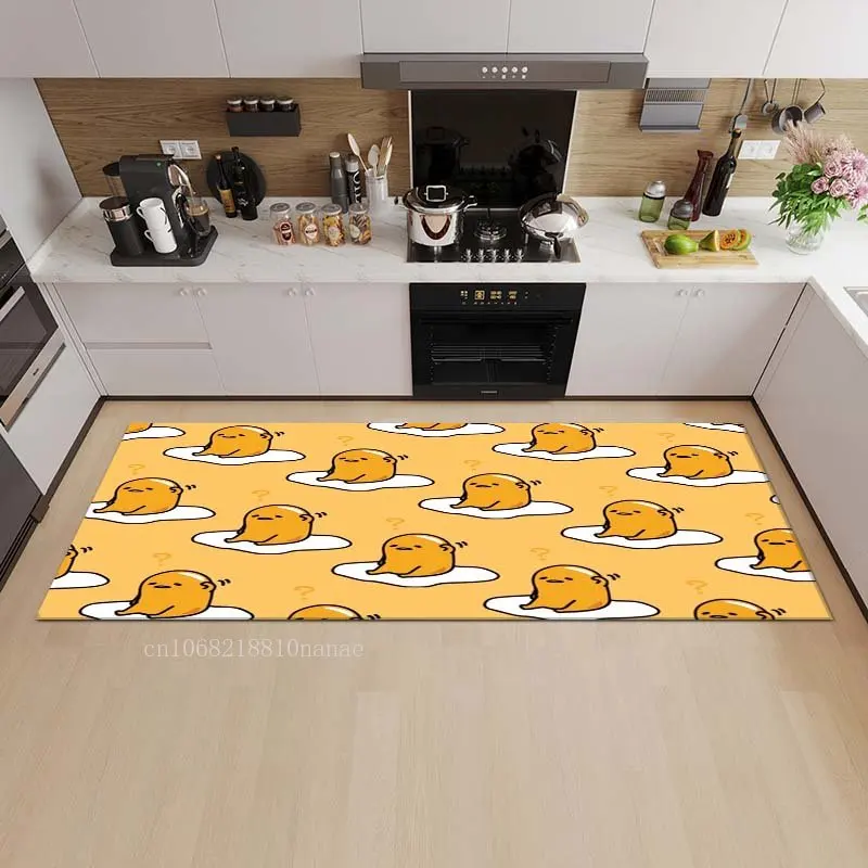 חמוד ביצה G-Gudetama השטיח מצחיק מטבח שטיח מצויר משבצות צהוב שטיח קישוט דלת הכניסה שטיח נגד החלקה האמבטיה שטיח