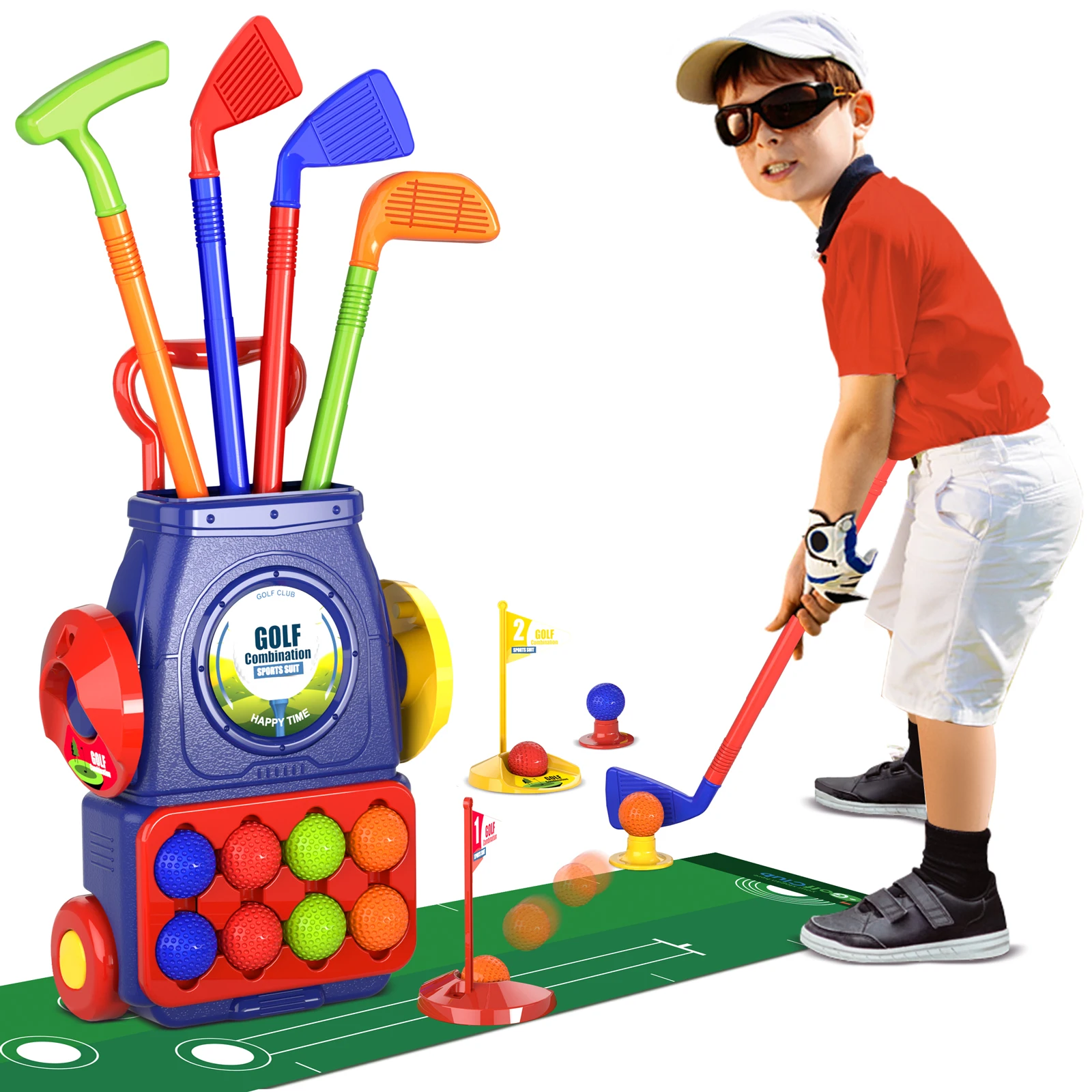 ילדים סט מועדון גולף,פעוט כדור גולף לשחק את המשחק סט ספורט צעצועים מתנה בנים בנות 2 3 4 5 6 שנים יצא משחקים מקורה