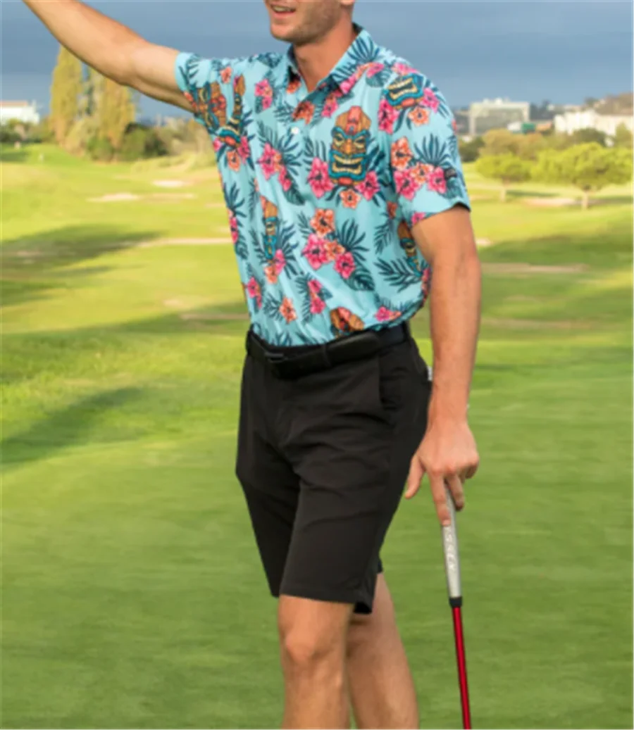 2023 יום ראשון סוואגר חולצות גברים הקיץ של גולף, חולצה עם שרוולים קצרים מהירים יבשות לנשימה מזדמנים החולצה פרוע חולצה, שלגון העליון