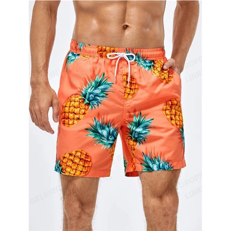 הקיץ של גברים מכנסיים קצרים מהירים יבשות לשחות מכנסיים קצרים גדולים החוף מזדמנים מכנסיים מגמת אופנה גברים ביגוד פירות טרופיים הדפסת 3d