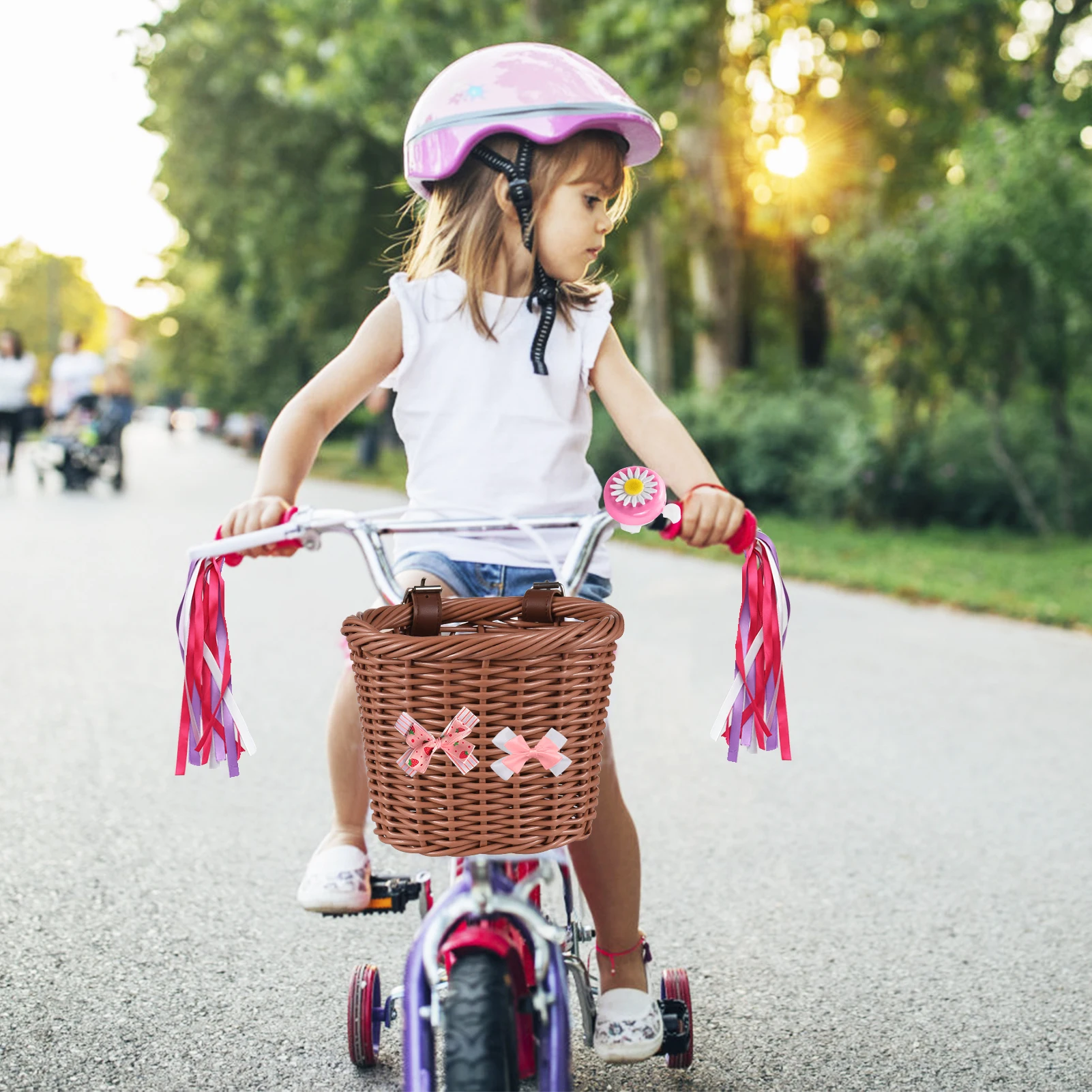 ילדים ארוגים אופניים סל בנים בנות אופניים סל נצרים ילדים לפני הכידון קש Handwoven אופניים סל הגילאים 3-13