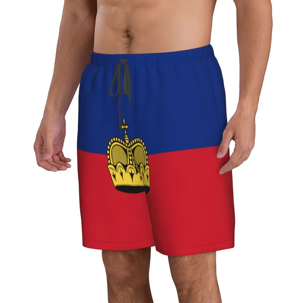 Mens שחייה קצרים בגדי ים ליכטנשטיין דגל סגנון גברים בגד ים בגד ים גבר חוף ללבוש מכנסיים קצרים ברמודה Boardshorts