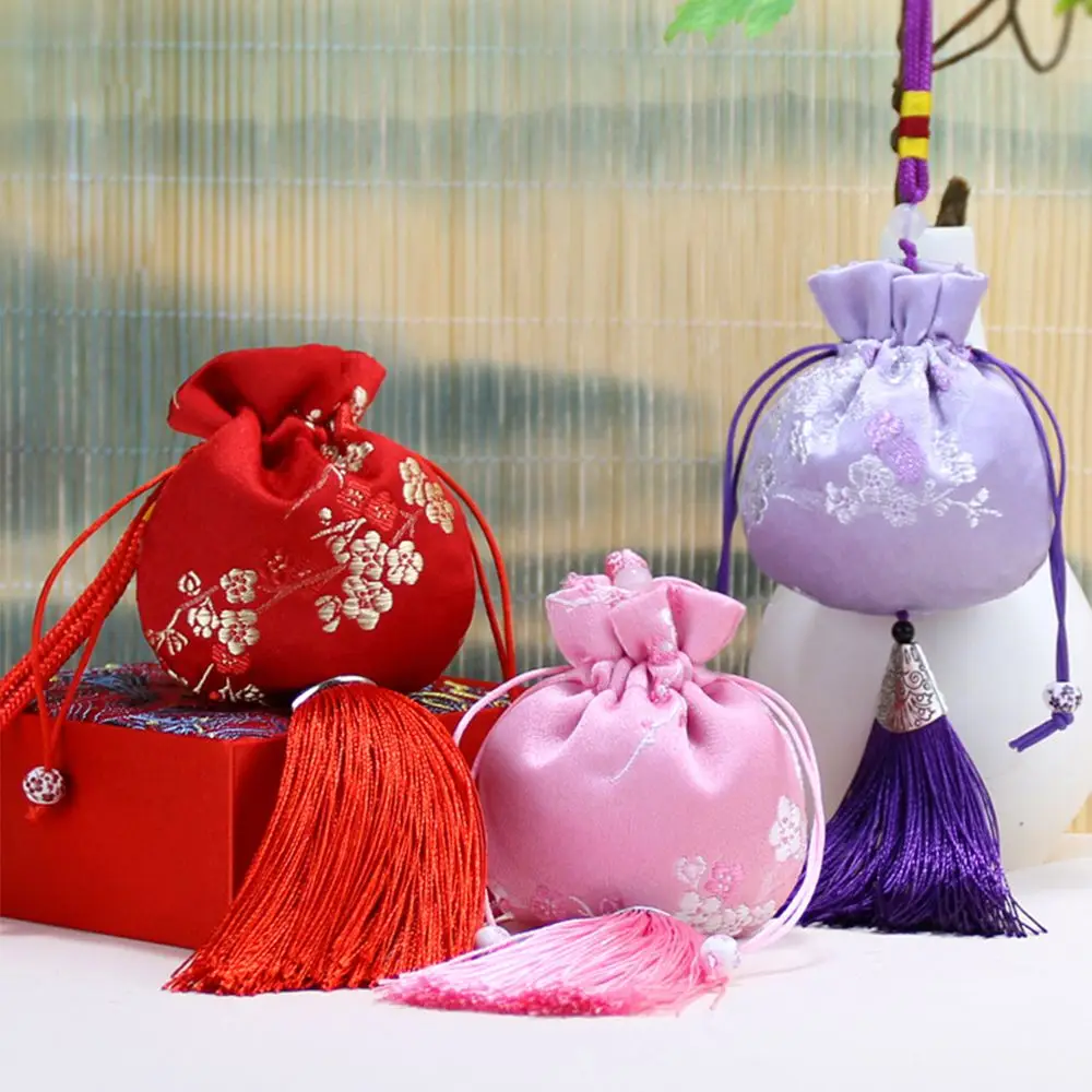 תכשיטים אריזה שזיף דפוס פרחים פסטיבל סירות הדרקון תיק בסגנון סיני שקית תכשיטים שקית אחסון נשים שקית
