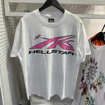 חדש Hellstar קלאסי 1996 מודפס שרוול קצר חולצת גברים, נשים, היפ הופ למסיבה באיכות גבוהה רופפת למעלה חולצה