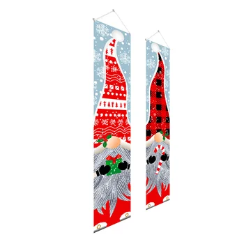סנטה קלאוס השלטים חג המולד הדלת באנר יצירתי וילון סימן המרפסת סימנים פוליאסטר