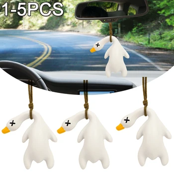 חמוד אנימה ברווז המכונית המראה האחורית תליון ברווז תליון מציאותי אוטומטי המראה האחורית תלוי קישוט רכב Ineriror אביזרים