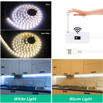 המלתחה עיצוב תאורה אחורית טלוויזיה מטבח עמיד למים, תאורה 5V USB LED אור הרצועה יד לטאטא מנופף על חיישן ארון מנורה