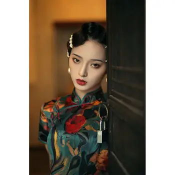 Yourqipao Cheongsam הסינית סגנון נשים אביב סתיו מעובה ארוך בסגנון רטרו שנחאי הישנה המסורתית Hanfu שמלות ערב