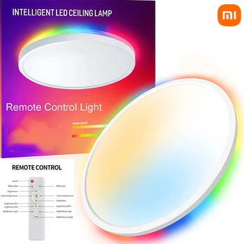 Xiaomi Mijia LED פשוטה התקרה אור צבעוני עם תאורה אחורית בסיבוב להדגיש משתנה קלה עם שלושה צבעים המנורה בסלון.