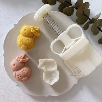 50 גרם Mooncake לחץ עובש 3D ארנבת חיה צורת עוגייה חותמת 3D יצירתי שעועית מונג עוגה מאפה תוצרת בית DIY ביסקיט קאטר
