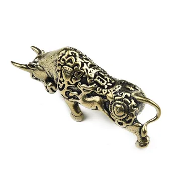 בציר נחושת מלחמת שוורים פסל מיניאטורי חיה קישוט עשיר פרה קישוטים יצירתיים מתנות קטנות בול מלאכות עתיקות