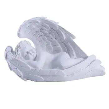 התינוק הישן כנפי מלאך מלאך פסל פסלון גינה ביתית מקלחת תינוק הטבילה קישוט אמא מתנת הבית הלבן.