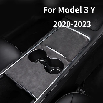 2Pcs עבור טסלה מודל 3 Y אוטומטי זמש Frabic לחיתוך עיצוב פנים במרכז הקונסולה תיקוני גלישת קיט עיצוב מדבקה 2020-2023