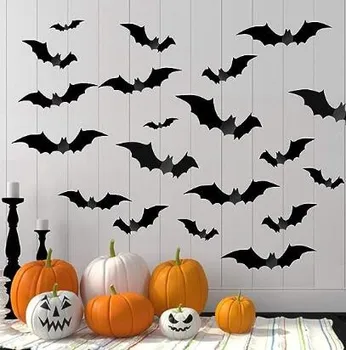 144Pcs ליל כל הקדושים עטלפים מדבקות קיר קישוטים הביתה פנימי/חיצוני מעורב גודל מפחיד עטלפים חלון מדבקות מדבקות עיצוב חדר
