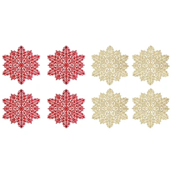 פתית שלג מפיות קישוטי אדום פתית שלג Tablemats שולחן המטבח מחצלות עבור חג המולד החתונה דקורטיביים לי 15X15inch