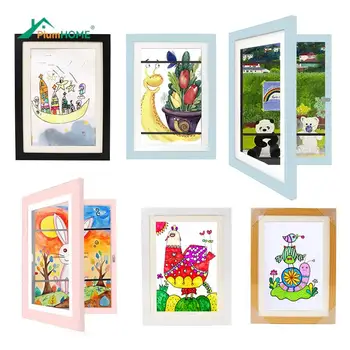 אמנות לילדים מסגרות - A4 יצירות אמנות להציג מסגרת פתיחת חזית לילדים, 2PCS עץ לתמונה מסגרת 50-200 תמונות