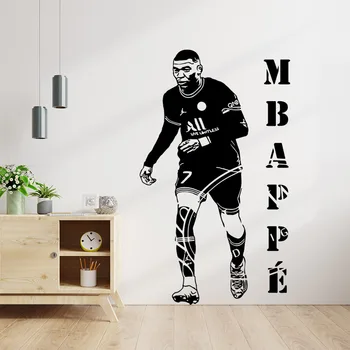 קריקטורה Kylian Mbappé כדורגלן מדבקות קיר הסלון נשלף ציור קיר הסלון חדר ילדים מדבקות קיר