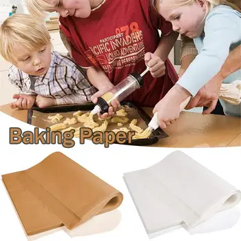 נייר קלף 100PCS Precut קלף נייר אפייה שאינו מקל שכבה כפולה מזון בטוח נייר עטיפה חצי גיליון אפייה