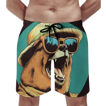דוב לוח מכנסיים קצרים צחוק מצחיק חוף מכנסיים קצרים גברים מודפס ספורט כושר נוח בגד ים מתנת יום-הולדת.