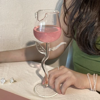 רוז גביע מעצב נישה כוס שמפנייה הביתה יצירתי כוס מים כוס כוסיות זכוכית כוס קפה כוס קוקטייל