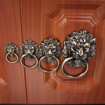 1PC וינטג ' רהיטים ארון מגירה ידית משיכה הטבעת ידית אריה ראש הממשלה ידיות הדלת ריהוט עתיק, ידיות