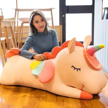 ענק Kawaii קרן צעצועים קטיפה רך ממולאים בובות חיות סוס כרית שינה עבור בנים בנות מתנת יום הולדת לילדים צעצוע