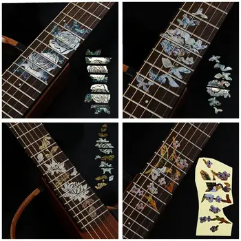 חדש שיבוץ צלב מדבקות Fretboard מדבקה חשמלית גיטרה אקוסטית גיטרה בס אולטרה דק מדבקה Guitarra אביזרים 22 סגנונות
