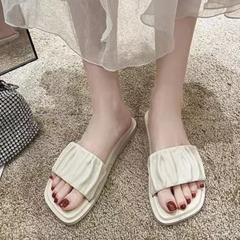 אופנה הקיץ פשוט שטוח סנדלי נשים של מאות אופנתי תחתון שטוח נעלי בית אנטי להחליק רכות נוחה חיצוני נעלי בית