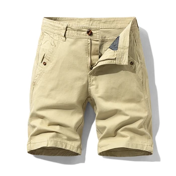 2023 קיץ גברים חדשים של מכנסיים קצרים מ-100% כותנה נוח מוצק ColorFashion ישר מזדמנים מכנסיים קצרים זכר קצרים חוף