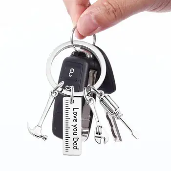 מפתח שרשרת אבא מתנה מברג, מפתח טבעת מחזיק מפתחות נירוסטה מיני כלים ביד מחזיק מפתחות עם מברג, מפתח ברגים שליטת מפתח הרכב
