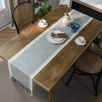 יפנית גיאומטריות אקארד שולחן רץ אופנה עיצוב הבית שולחן דגל עם ציצית תה שולחן נעליים ארון טלוויזיה ארון כיסוי מגבת