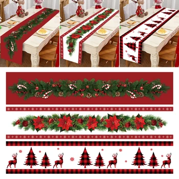 חריע אורן עלים שולחן חג המולד רץ חג המולד שולחן דגל לכסות Navidad נטאל מתנות תפאורה חג המולד שנה החדשה 2024 המפה