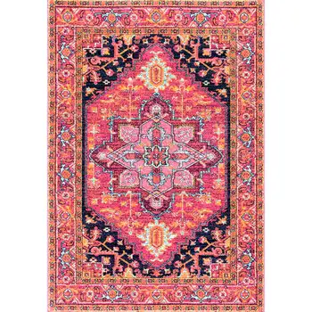 מפואר הפרסי מבטא השטיח, 2' x 3', ורוד