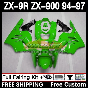ערכת גוף על קוואסאקי נינג ' ה ZX900 ZX 900 9 R 1994 1995 1996 1997 108No.23 9R 900CC ZX-9R ZX9R 94 95 96 97 Fairings מבריק ירוק