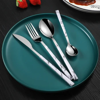 נירוסטה שולחן להגדיר סכין מזלג כף מבריק כלי אוכל מערבי כפית סכו 