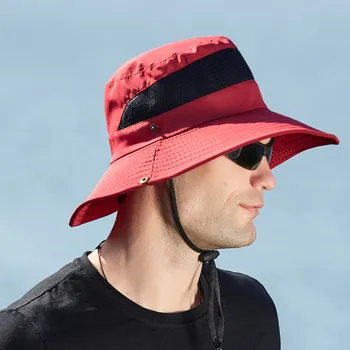 גברים גדולים שוליים רחבים, דייג הכובע חיצוני שמש כובע הרים כובע לנשימה רשת כובע פנמה דיג כובעים יוניסקס גודל גדול