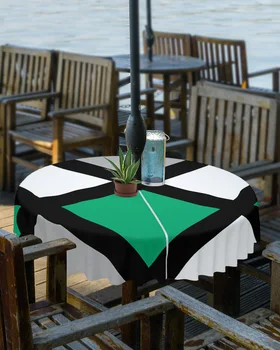 ג ' ייד ירוק שחור אפור גיאומטרי מרובע חיצונית מפת שולחן עם מטריה חור עם רוכסן עמיד למים פיקניק פטיו שולחן עגול לכסות