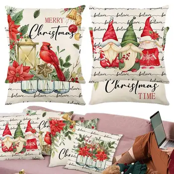חג המולד הכרית מכסה חג המולד Gnome Pillowcovers חג המולד בחוץ לזרוק Pillowcovers תפאורה חג המולד הכרית מכסה על