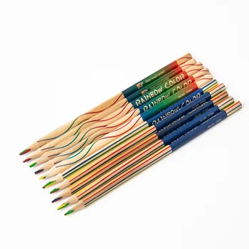 10Pcs/סט ארבעה צבעים משולש עפרונות צבעוניים קשת צביעה בעיפרון אמנות כתיבה