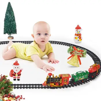 צעצוע חג המולד הרכבת מיני רכבת עם אורות וקול הרכבת עגלות, רצועות, צעצועים מתנות עבור בנים בנות בגילאי 4 5 6 7 8